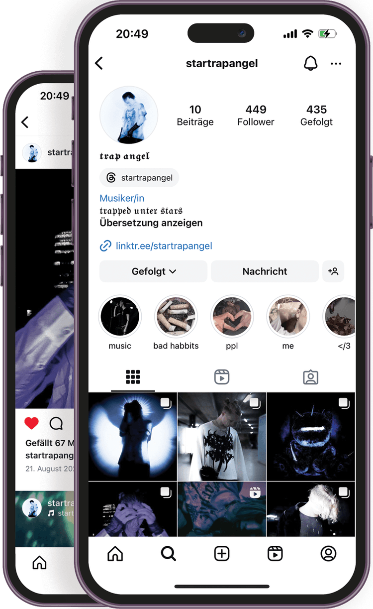 picture of a phone mockup with instagram of an artist